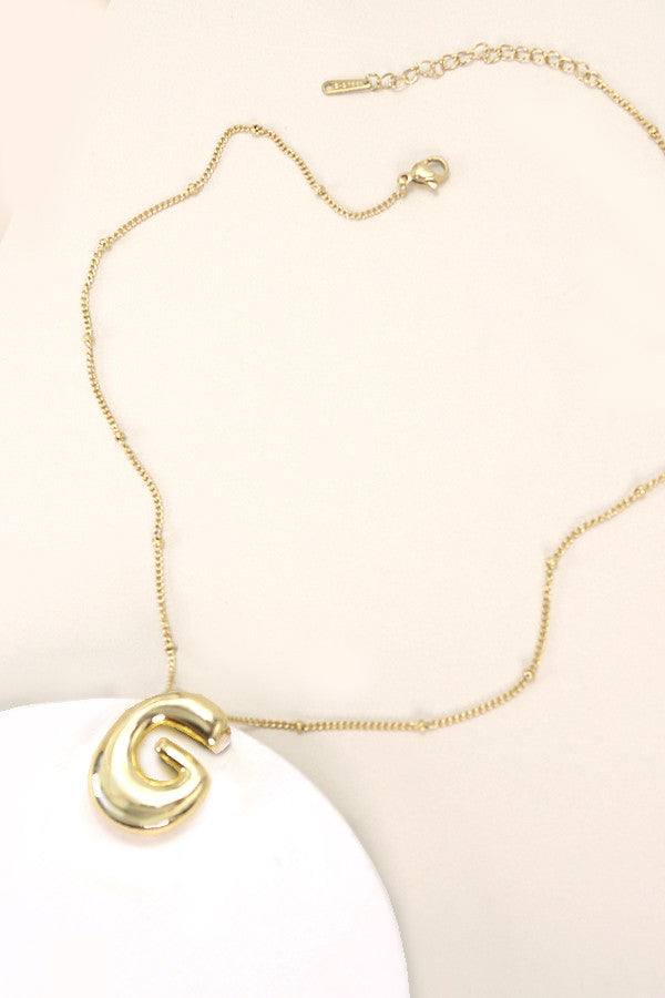 STAINLESS STEEL BALLOON BUBBLE INITITAL NECKLACE | 40NK316