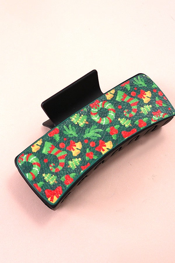 FAUX LEATHER CHRISTMAS HOLIDAY HAIR CLAW PIN | 40H801