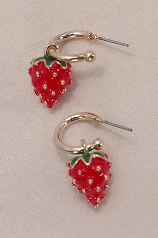 STRAWBERRY EPOXY MINI HOOP EARRINGS | 80E3790