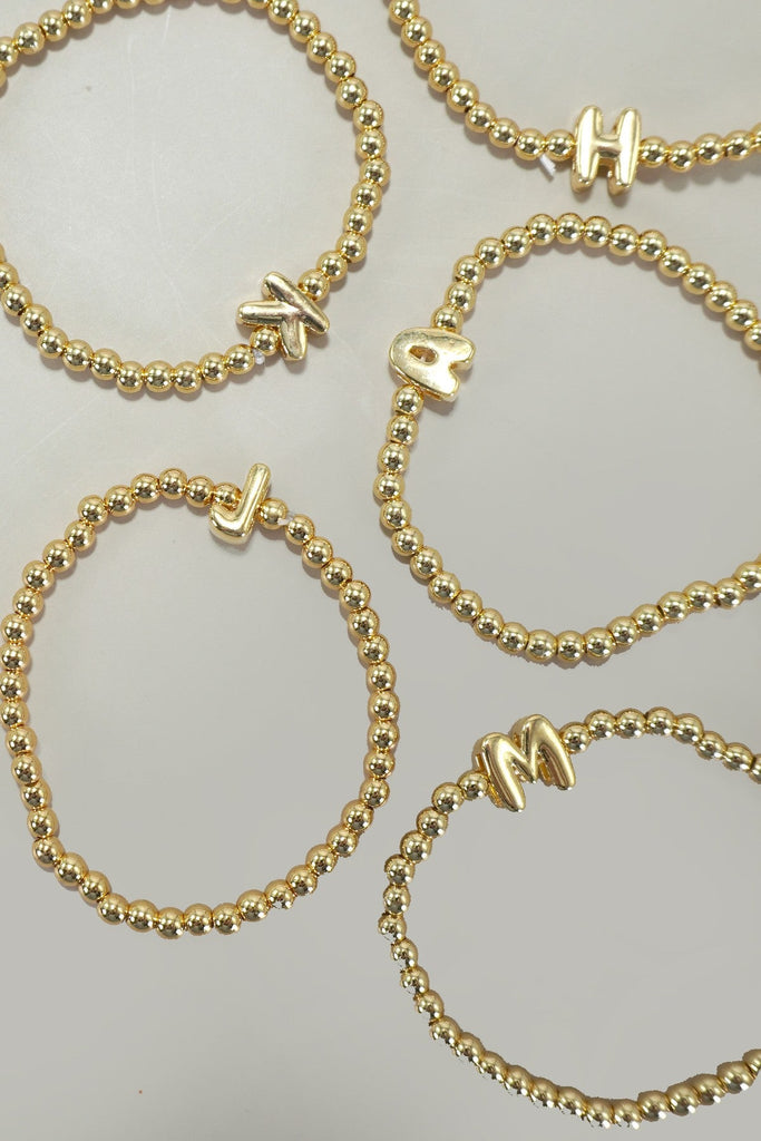 INITIAL MONOGRAM BUBBLE STRETCH BEAD BRACELET | 40B118