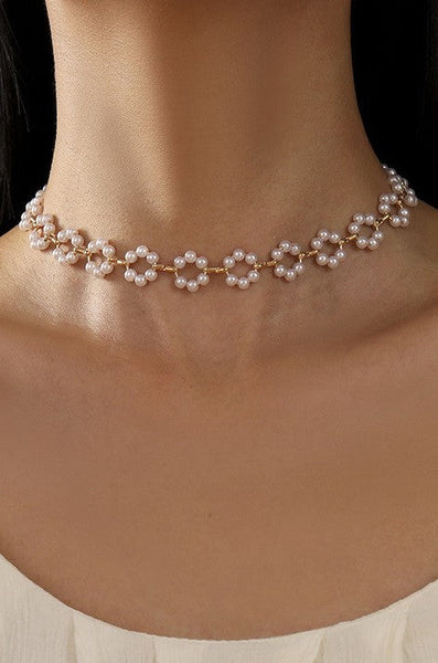 CLASSIC FLOWER PEARL CHOKER NECKLACE | 40NK325 – JOSSLYN COMPANY
