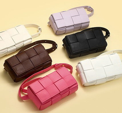 VEGAN BRAIDED WOVEN LEATHER CROSSBODY SLING BAG