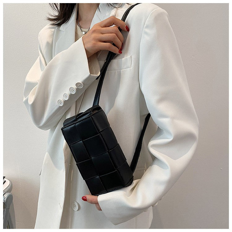 VEGAN BRAIDED WOVEN LEATHER CROSSBODY SLING BAG