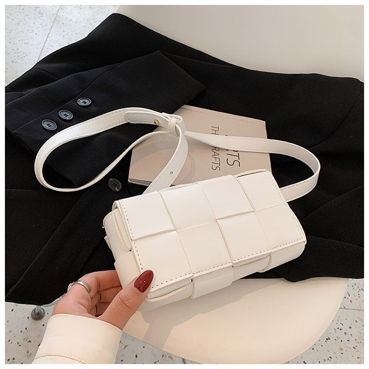VEGAN BRAIDED WOVEN LEATHER CROSSBODY SLING BAG