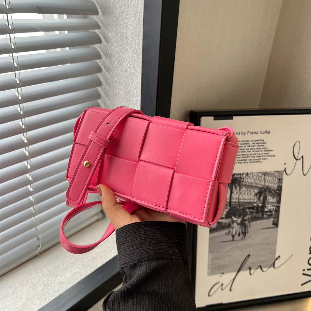 VEGAN BRAIDED WOVEN LEATHER CROSSBODY SLING BAG