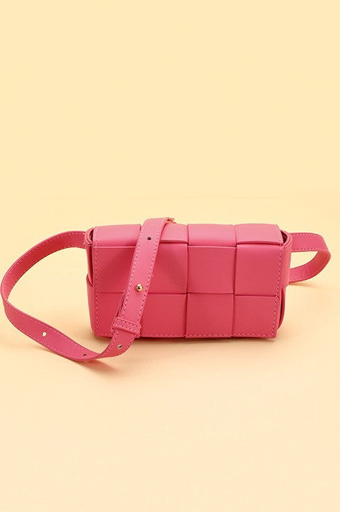 VEGAN BRAIDED WOVEN LEATHER CROSSBODY SLING BAG