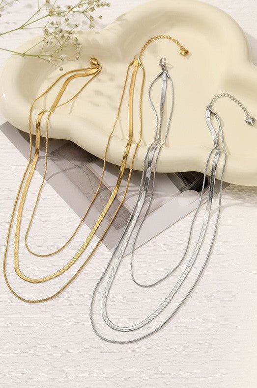 TITANIUM STEEL NON-TARNISH LAYERED CHAIN NECKLACE | 40NK328