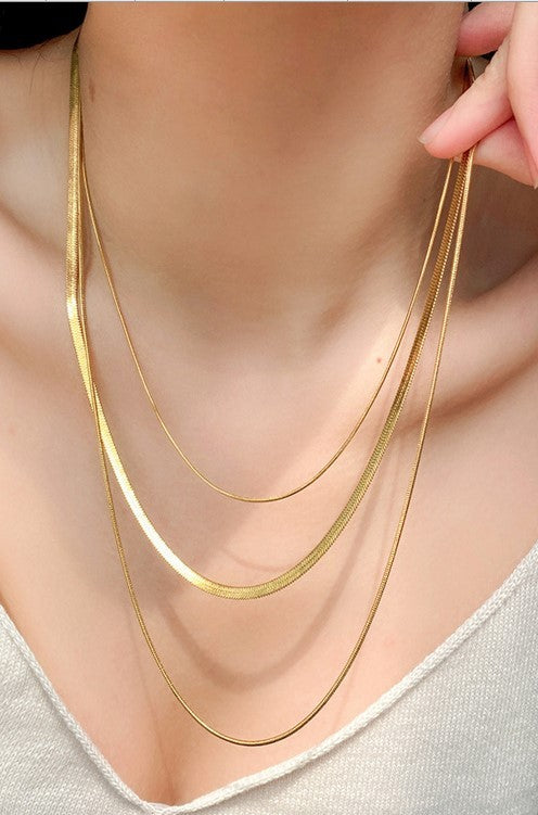 TITANIUM STEEL NON-TARNISH LAYERED CHAIN NECKLACE | 40NK328