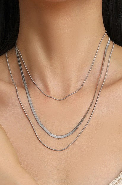 TITANIUM STEEL NON-TARNISH LAYERED CHAIN NECKLACE | 40NK328