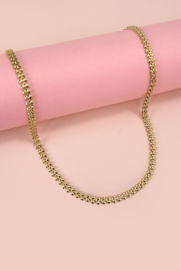 TITANIUM STEEL NON-TARNISH LEAF CHAIN NECKLACE | 40NK329