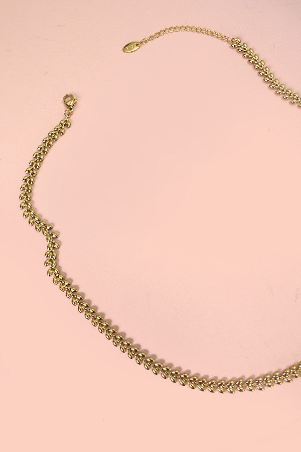 TITANIUM STEEL NON-TARNISH LEAF CHAIN NECKLACE | 40NK329