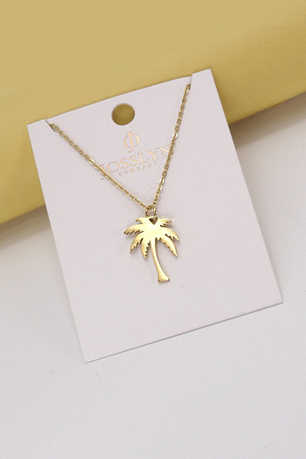 TITANIUM STEEL NON-TARNISH PALM TREE NECKLACE | 40NK336