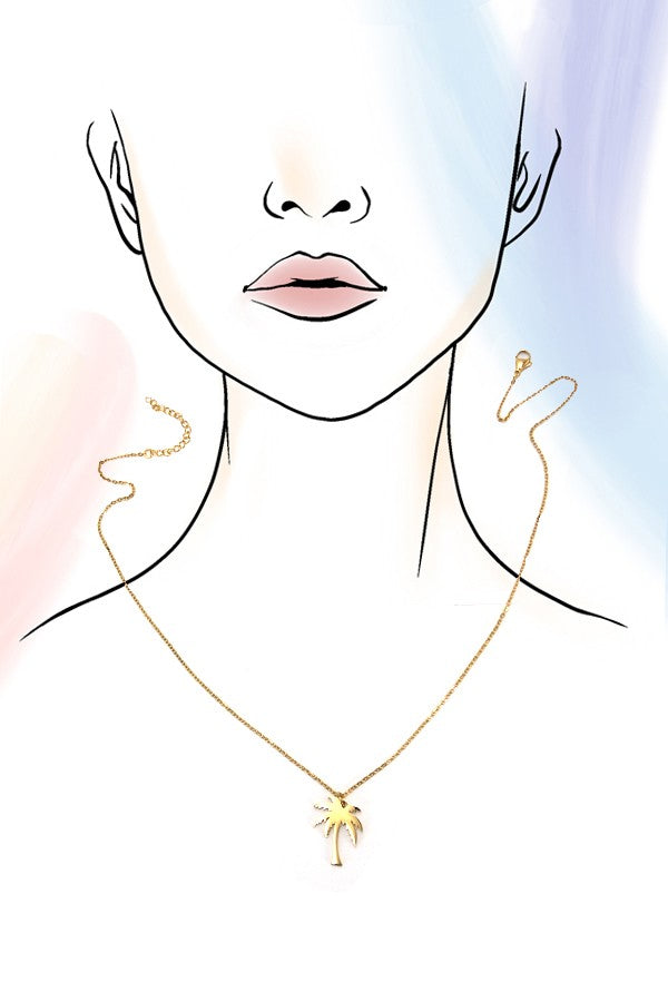 TITANIUM STEEL NON-TARNISH PALM TREE NECKLACE | 40NK336