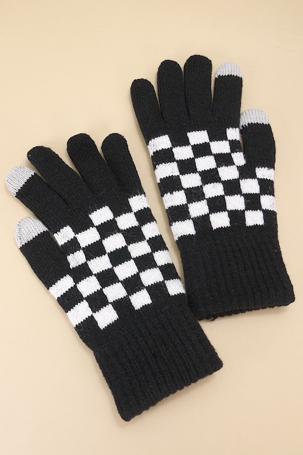 CHECKER WOOL TOUCH SCREEN WINTER GLOVES | 40G101