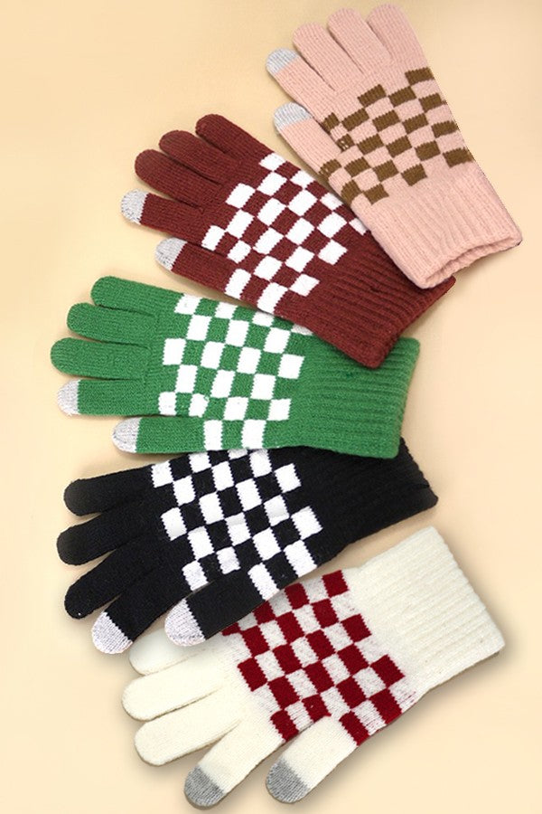 CHECKER WOOL TOUCH SCREEN WINTER GLOVES | 40G101
