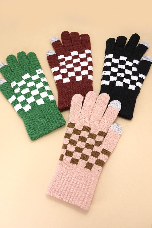 CHECKER WOOL TOUCH SCREEN WINTER GLOVES | 40G101
