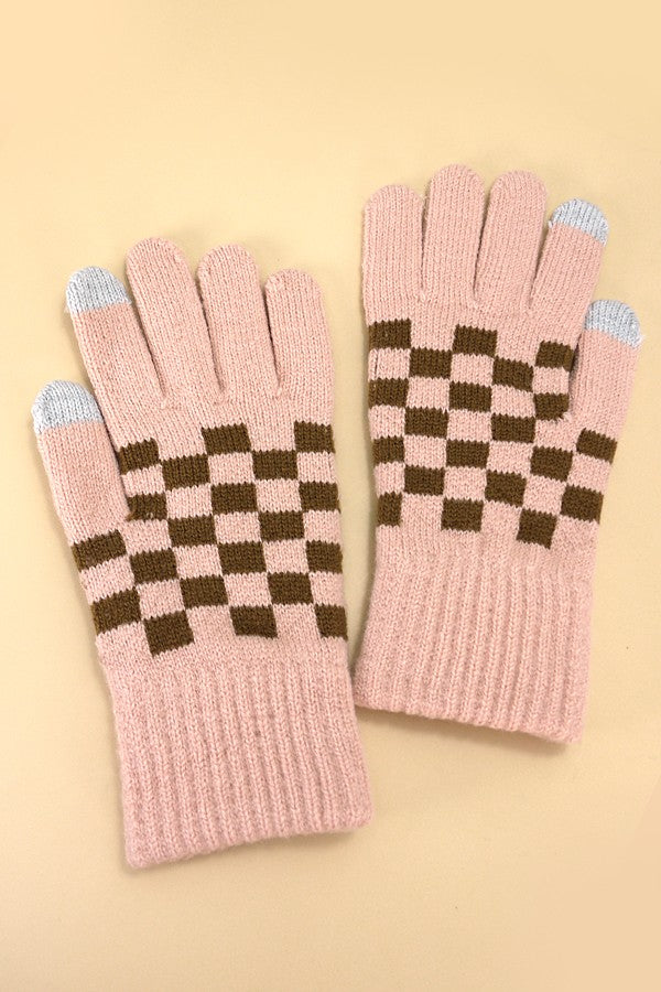 CHECKER WOOL TOUCH SCREEN WINTER GLOVES | 40G101