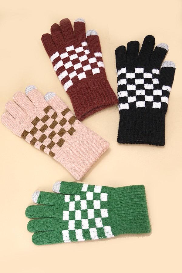 CHECKER WOOL TOUCH SCREEN WINTER GLOVES | 40G101