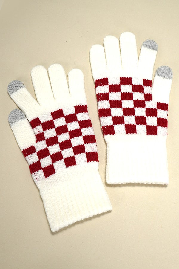 CHECKER WOOL TOUCH SCREEN WINTER GLOVES | 40G101