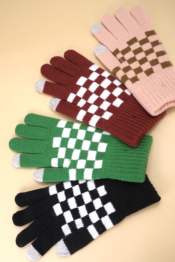 CHECKER WOOL TOUCH SCREEN WINTER GLOVES | 40G101