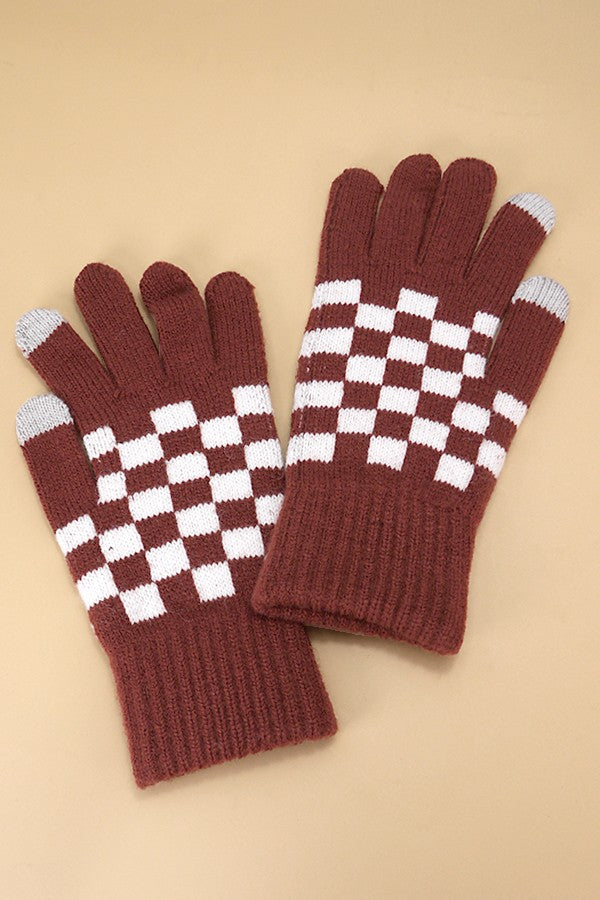 CHECKER WOOL TOUCH SCREEN WINTER GLOVES | 40G101