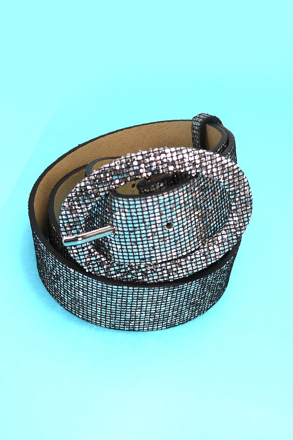 FAUX LEATHER GLITTER STRAP WAISTBAND BELTS | 40BT637