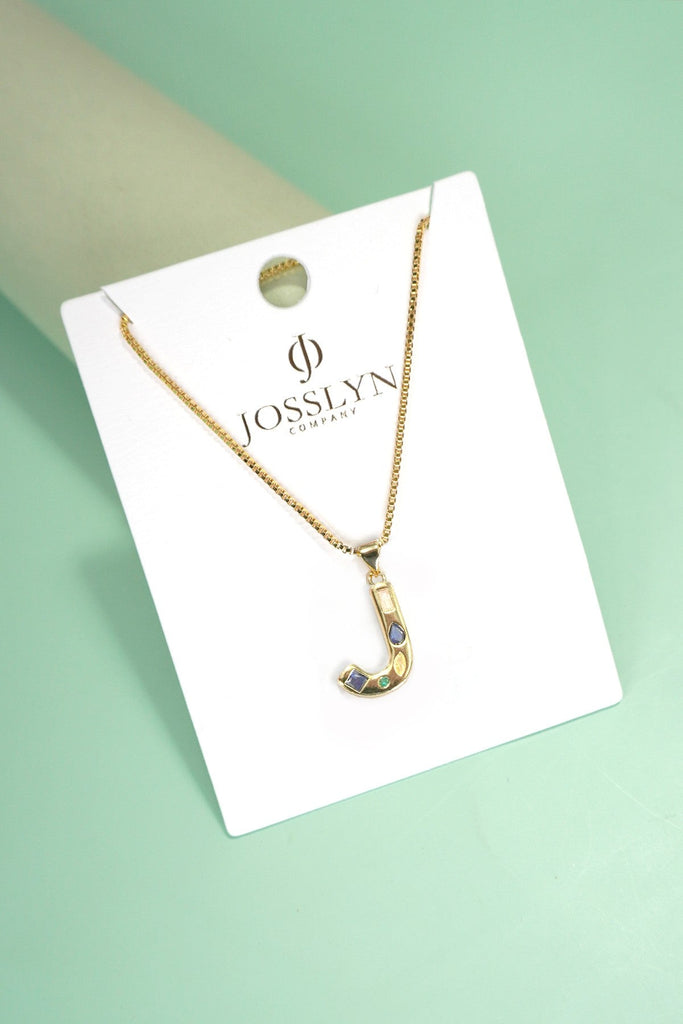 INITIAL MULTI COLOR RHINESTONE NECKLACE | 80N952