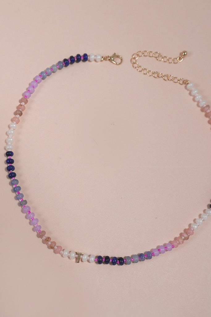 MINI INITIAL MULTI COLOR BEADED NECKLACE | 80N901