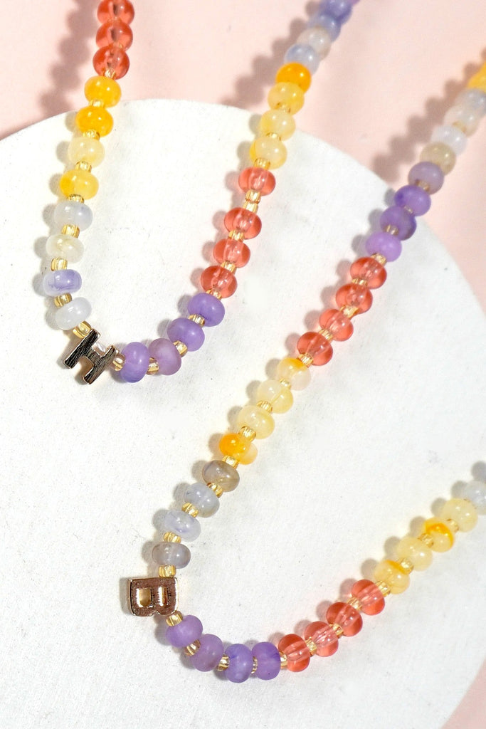 MINI INITIAL MULTI COLOR BEADED NECKLACE | 80N901
