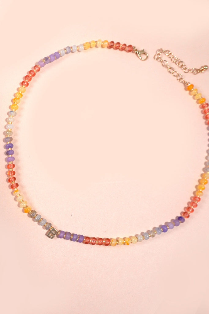 MINI INITIAL MULTI COLOR BEADED NECKLACE | 80N901