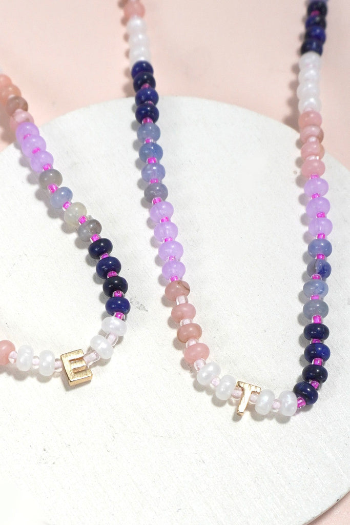 MINI INITIAL MULTI COLOR BEADED NECKLACE | 80N901