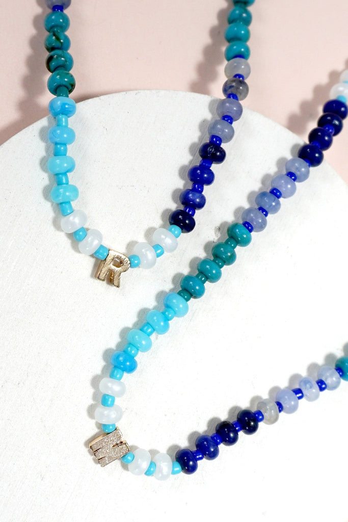 MINI INITIAL MULTI COLOR BEADED NECKLACE | 80N901