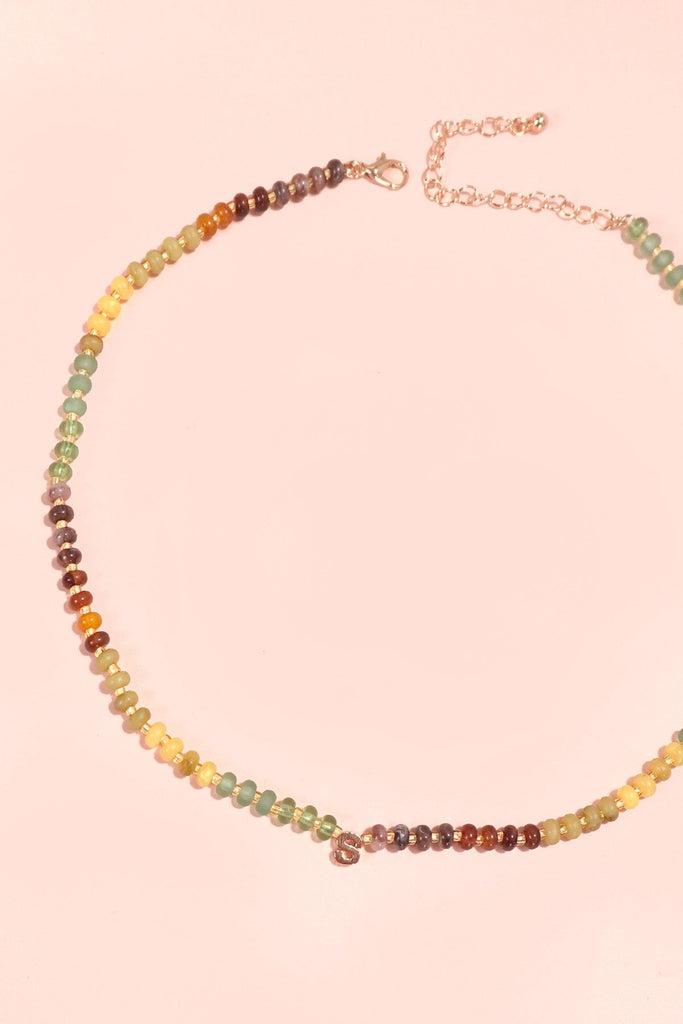 MINI INITIAL MULTI COLOR BEADED NECKLACE | 80N901