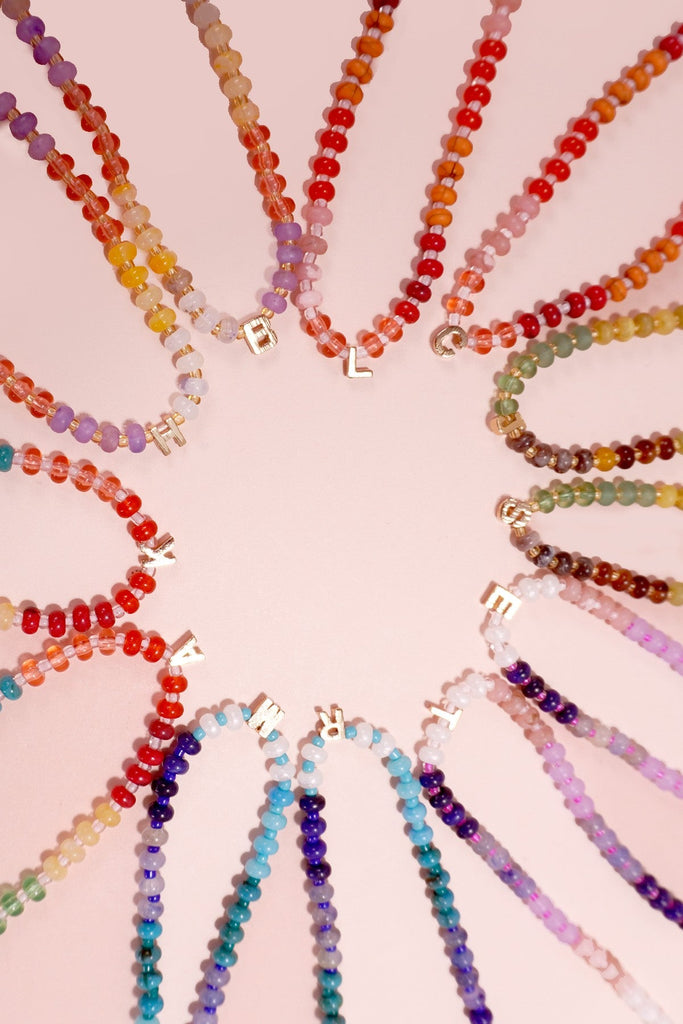 MINI INITIAL MULTI COLOR BEADED NECKLACE | 80N901