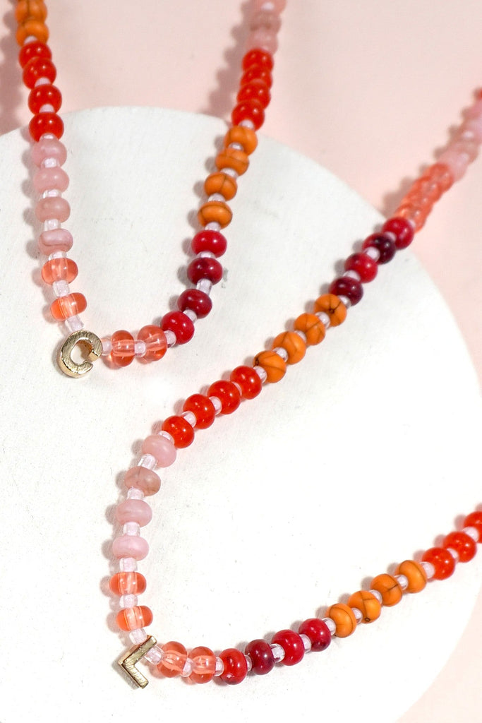 MINI INITIAL MULTI COLOR BEADED NECKLACE | 80N901