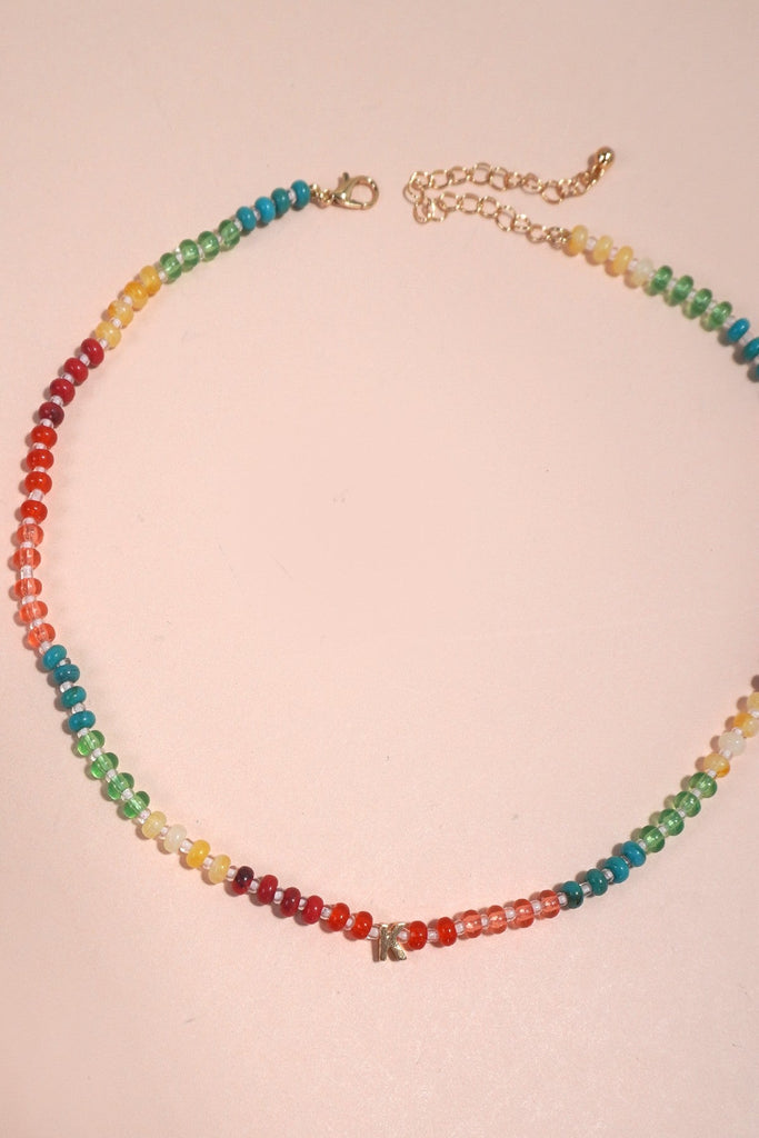 MINI INITIAL MULTI COLOR BEADED NECKLACE | 80N901