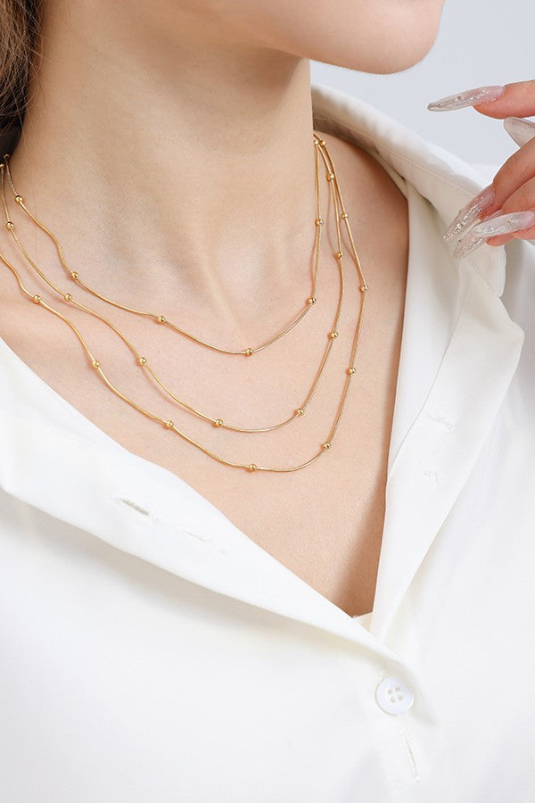 TITANIUM STEEL NON-TARNISH TRIPLE LAYER NECKLACE | 40NK339