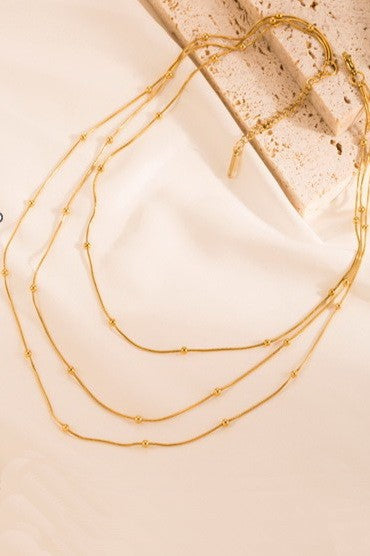 TITANIUM STEEL NON-TARNISH TRIPLE LAYER NECKLACE | 40NK339