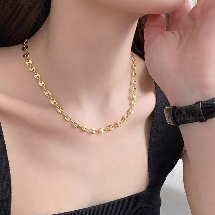 TITANIUM STEEL NON-TARNISH OVAL CHAIN NECKLACE | 40NK340