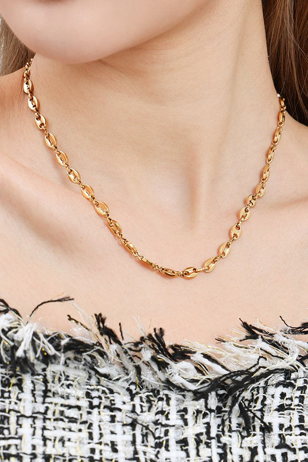 TITANIUM STEEL NON-TARNISH OVAL CHAIN NECKLACE | 40NK340