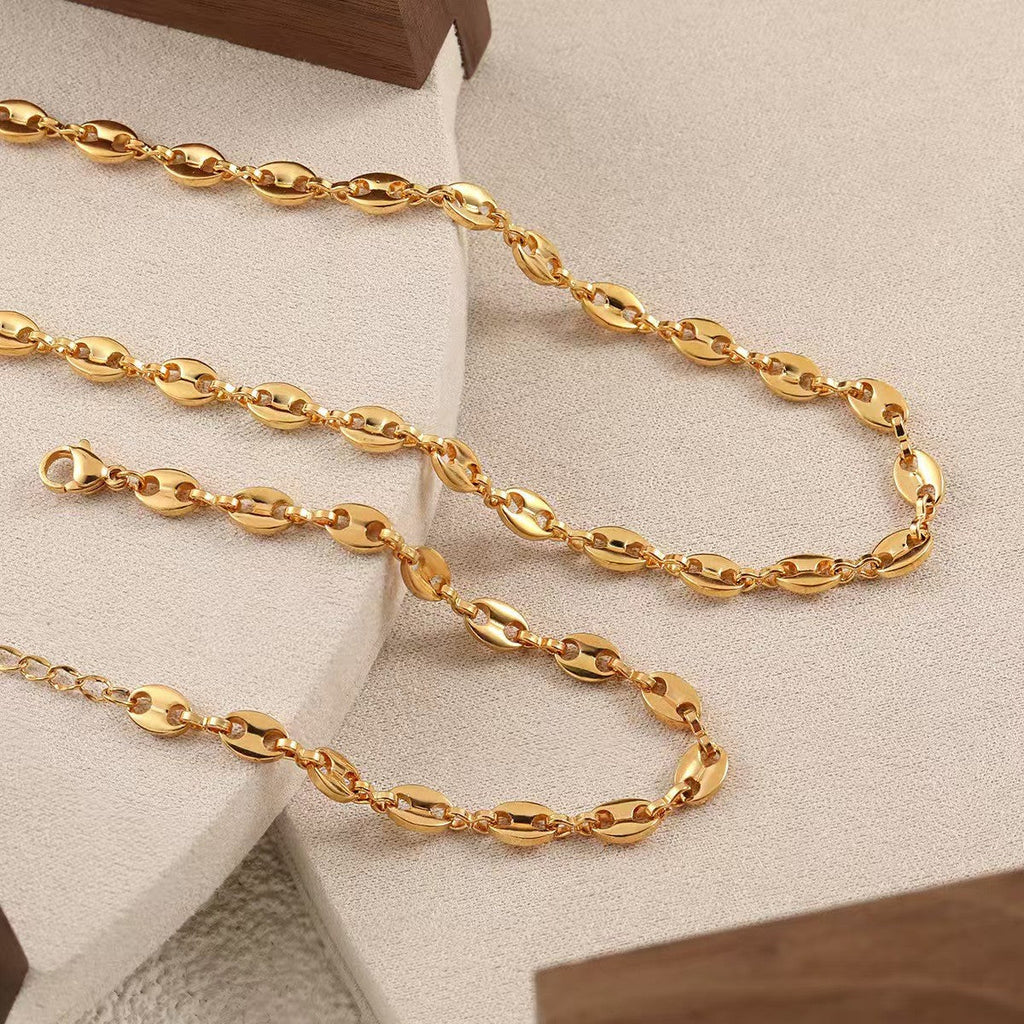 TITANIUM STEEL NON-TARNISH OVAL CHAIN NECKLACE | 40NK340