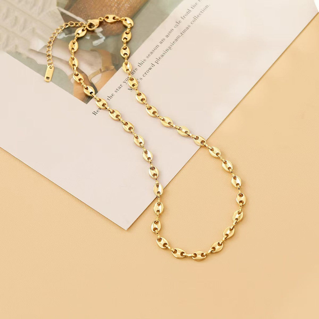 TITANIUM STEEL NON-TARNISH OVAL CHAIN NECKLACE | 40NK340