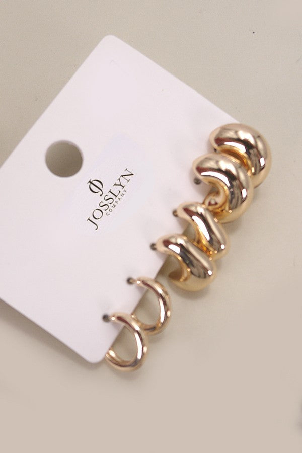 BUBBLE HOOP HUGGIE TRIO EARRINGS | 80E5359
