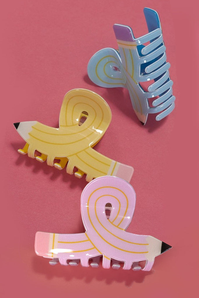 BACK TO SCHOOL TEACHER PENCIL HAIR CLAW CLIPS | 40H858