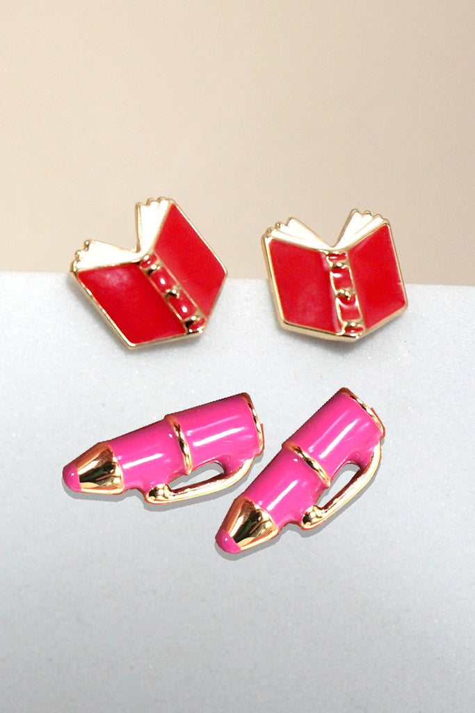 BACK TO SCHOOL TEACHER PENCIL BOOK EARRINGS | 40E327