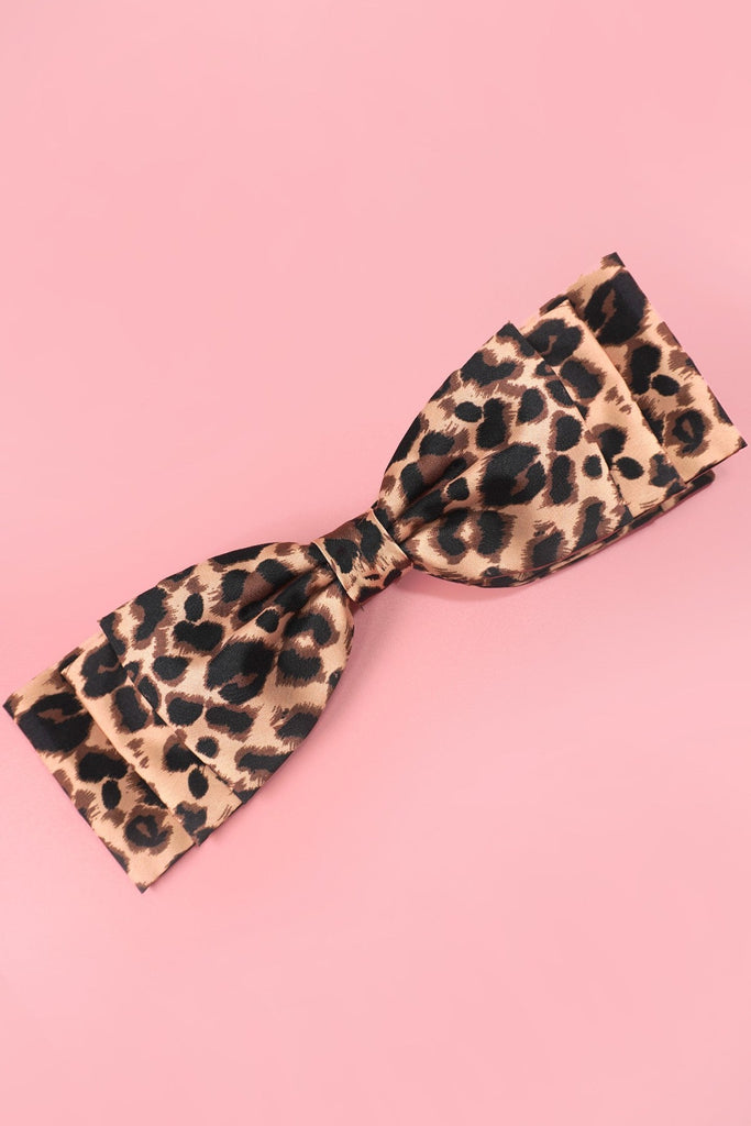 LEOPARD ZEBRA ANIMAL DESIGN BOW HAIR CLIPS | 40H861