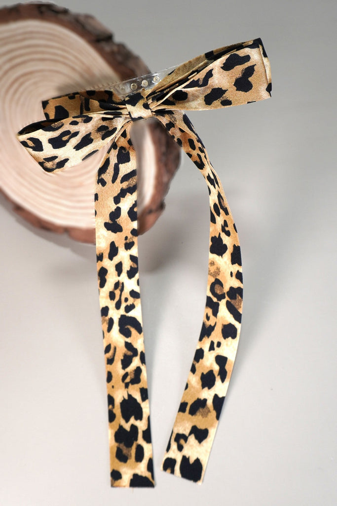 ANIMAL LEOPARD PRINT BOW HAIR PIN CLIPS | 40H862