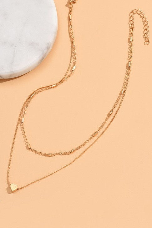 TITANIUM STEEL NON-TARNISH LAYERED HEART NECKLACE | 40NK358