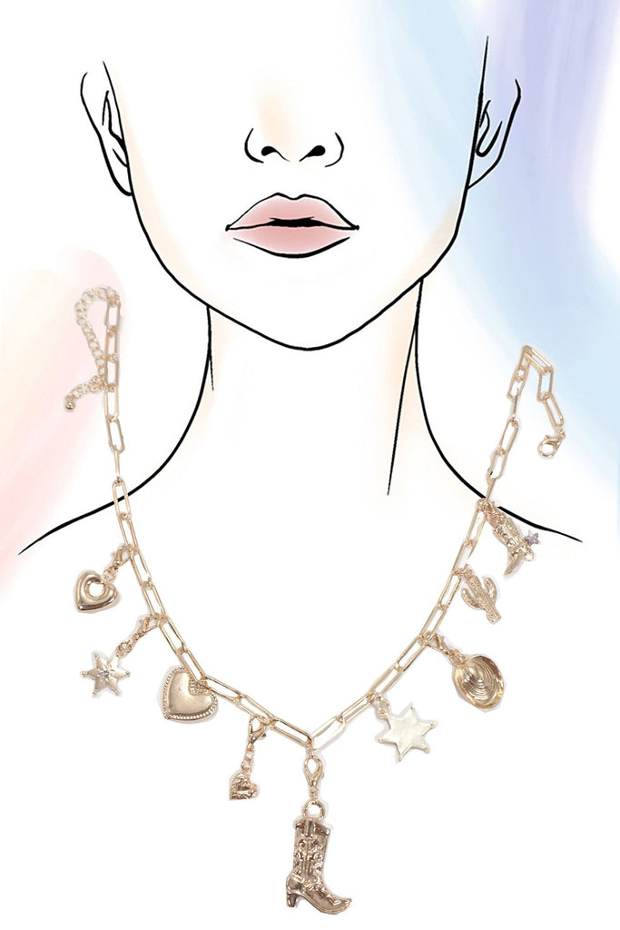 INTERCHANABLE WESTERN BOOT HAT CHARM NECKLACE | 80N1189