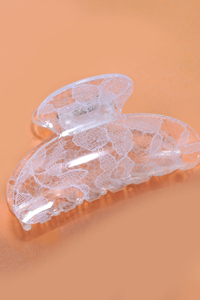 SHEER MESH LACE HALF MOON HAIR CLAW CLIPS | 40H863